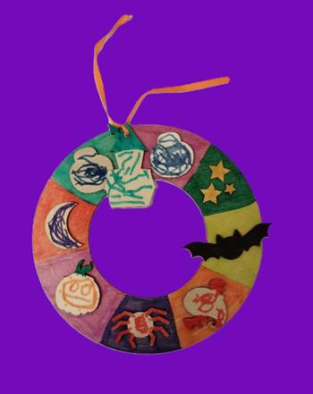 A colorful circle with different designs