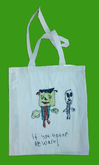 A white bag with a drawing on it

AI-generated content may be incorrect.