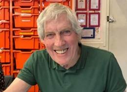 Service use Dale smiling in the art room