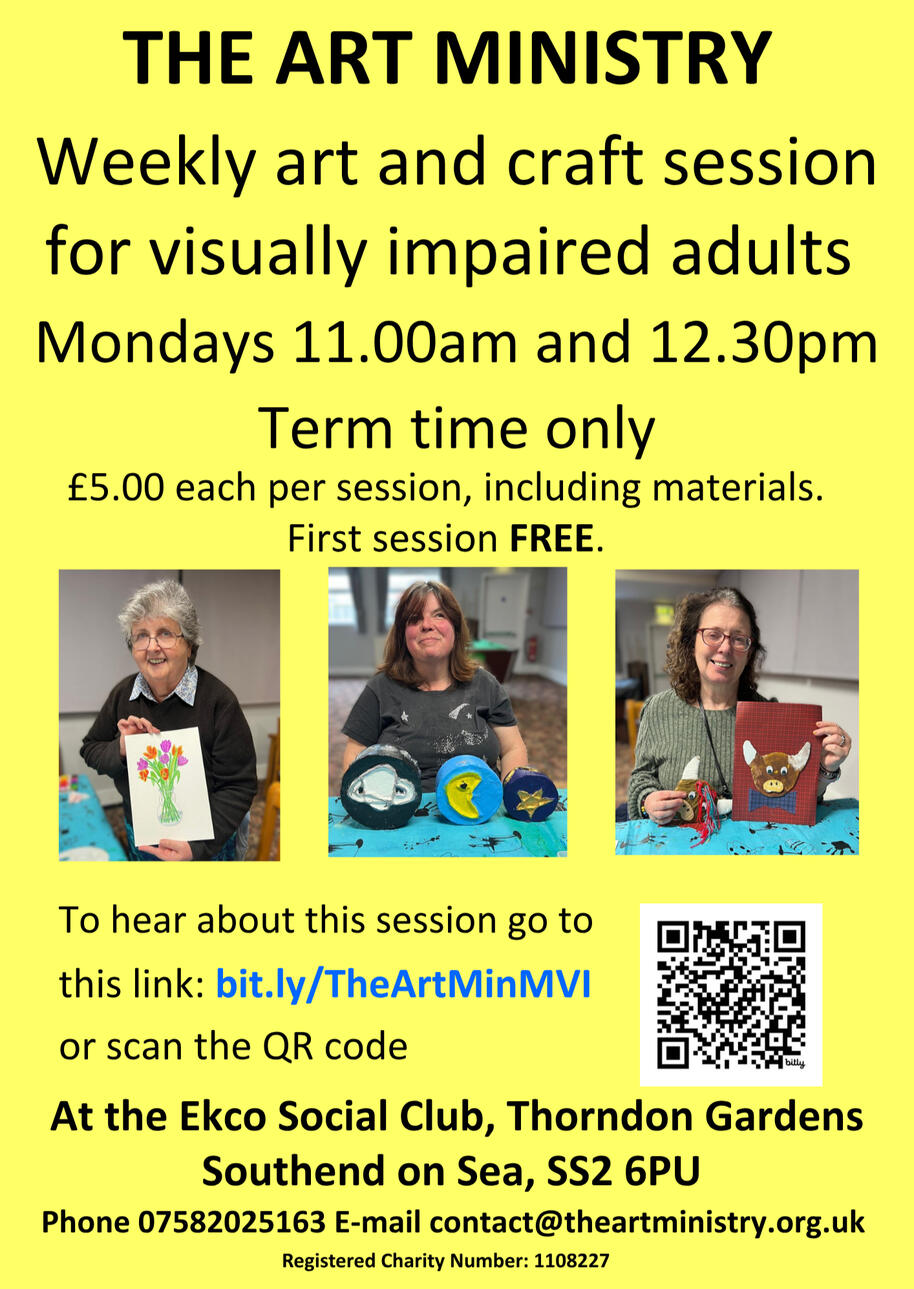 Click to make bigger Flyer about our Monday session for visually impaired adults - opens new window, click to return
