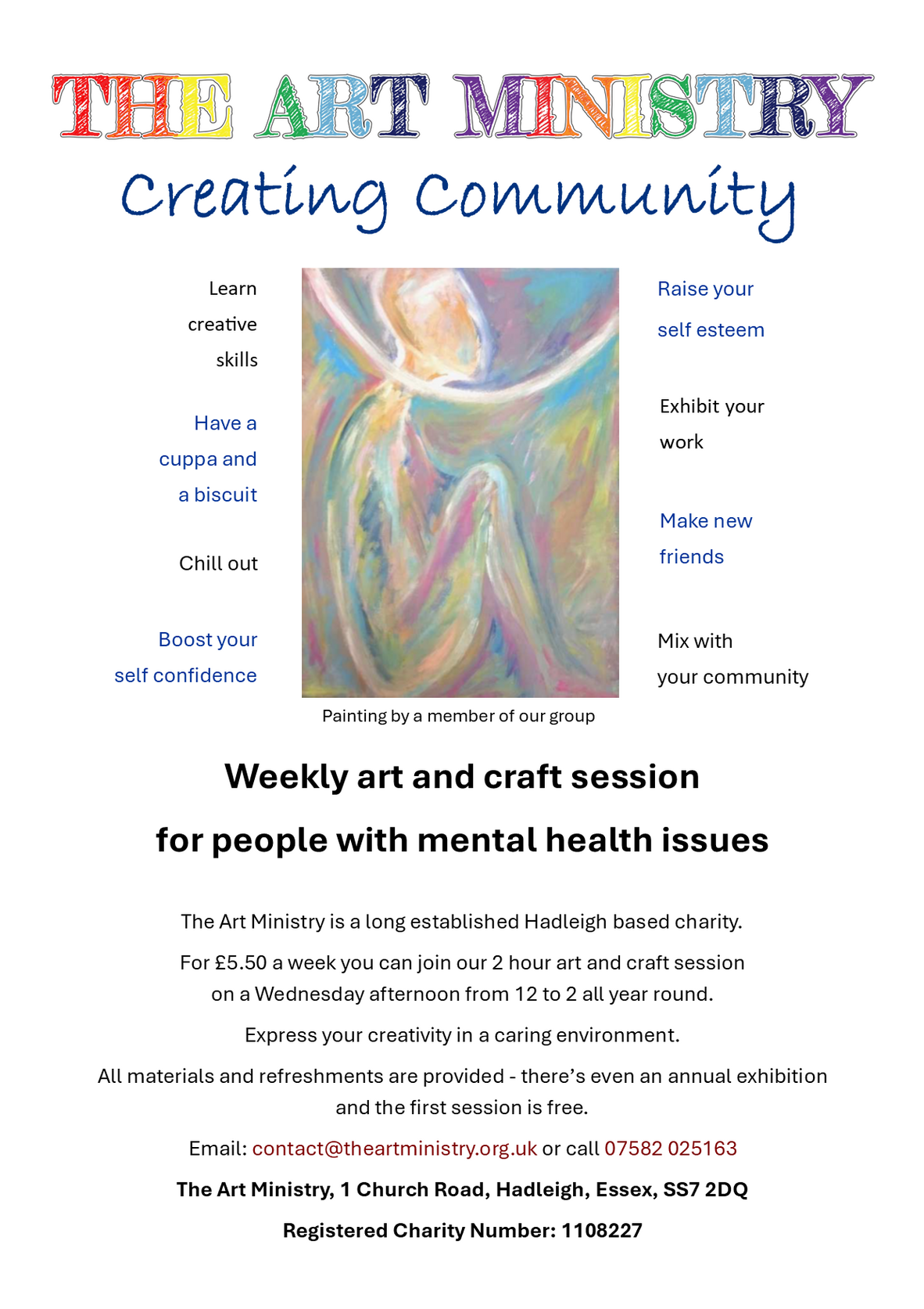 Click to make bigger Flyer about our Wednesday session for adults with mental health issues - opens new window, click to return