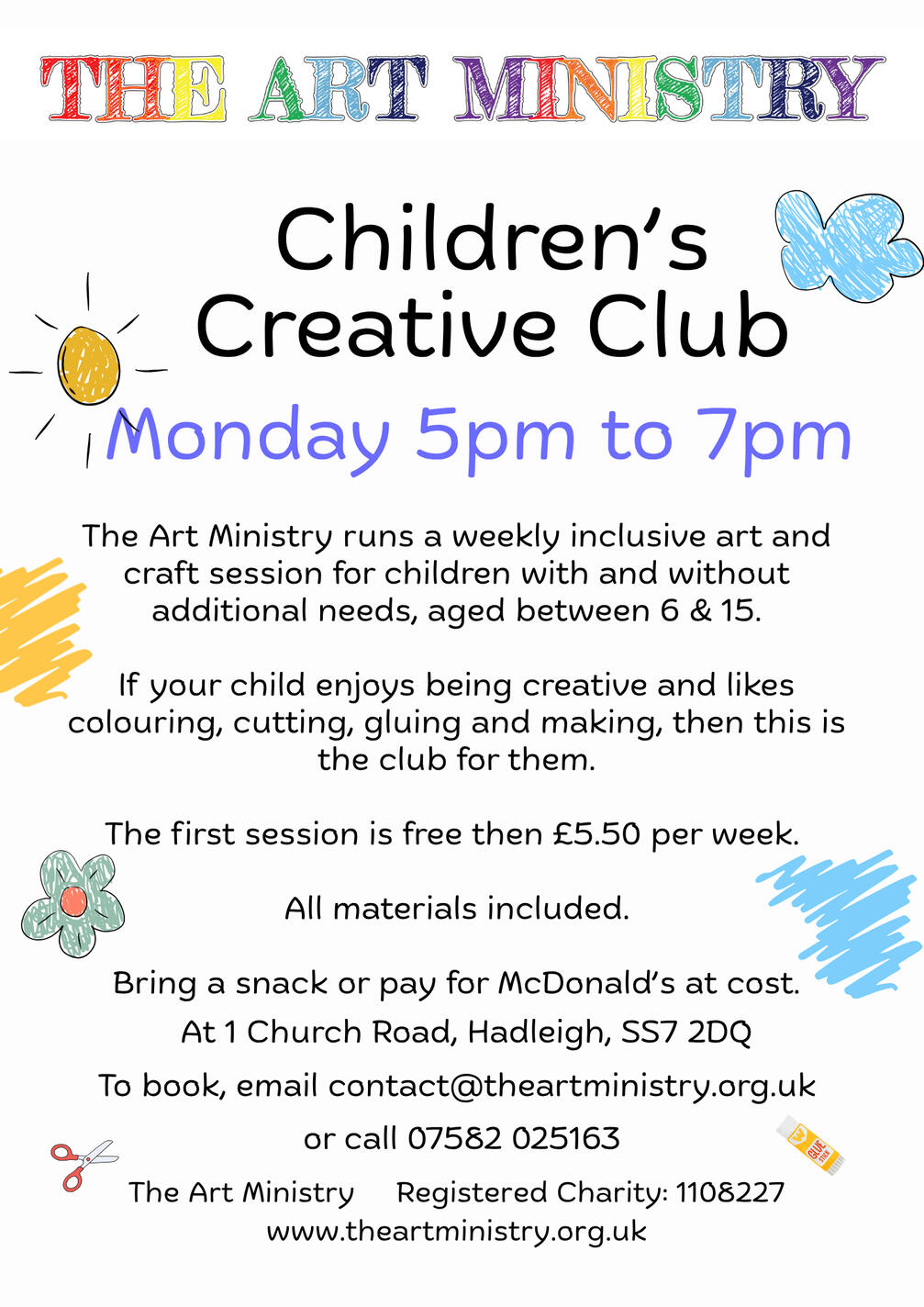 Click to make bigger Flyer about our Monday session for children - opens new window, click to return